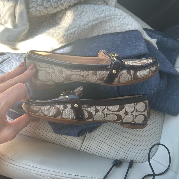 Coach Brown Leather Loafers with Gold Detailing - Picture 7 of 9